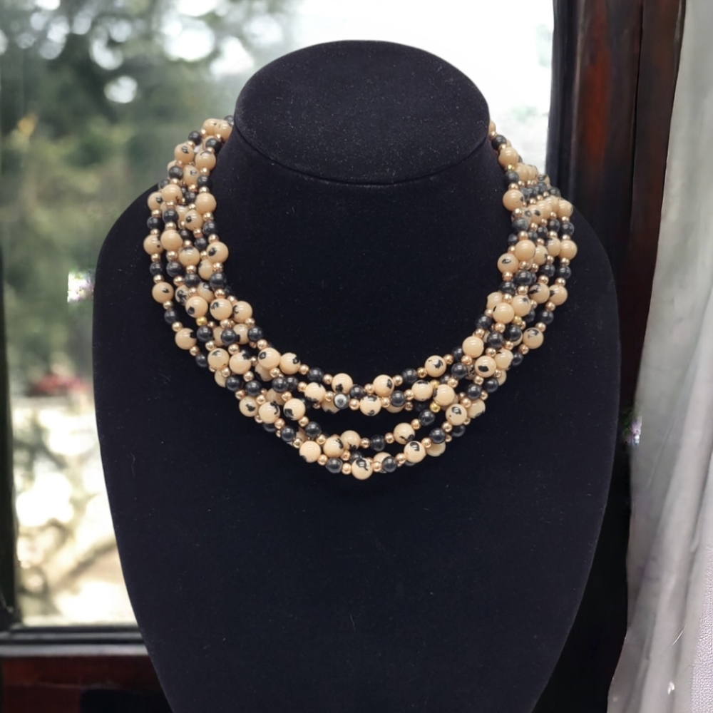 Vintage MCM 6 Strand Beaded Necklace